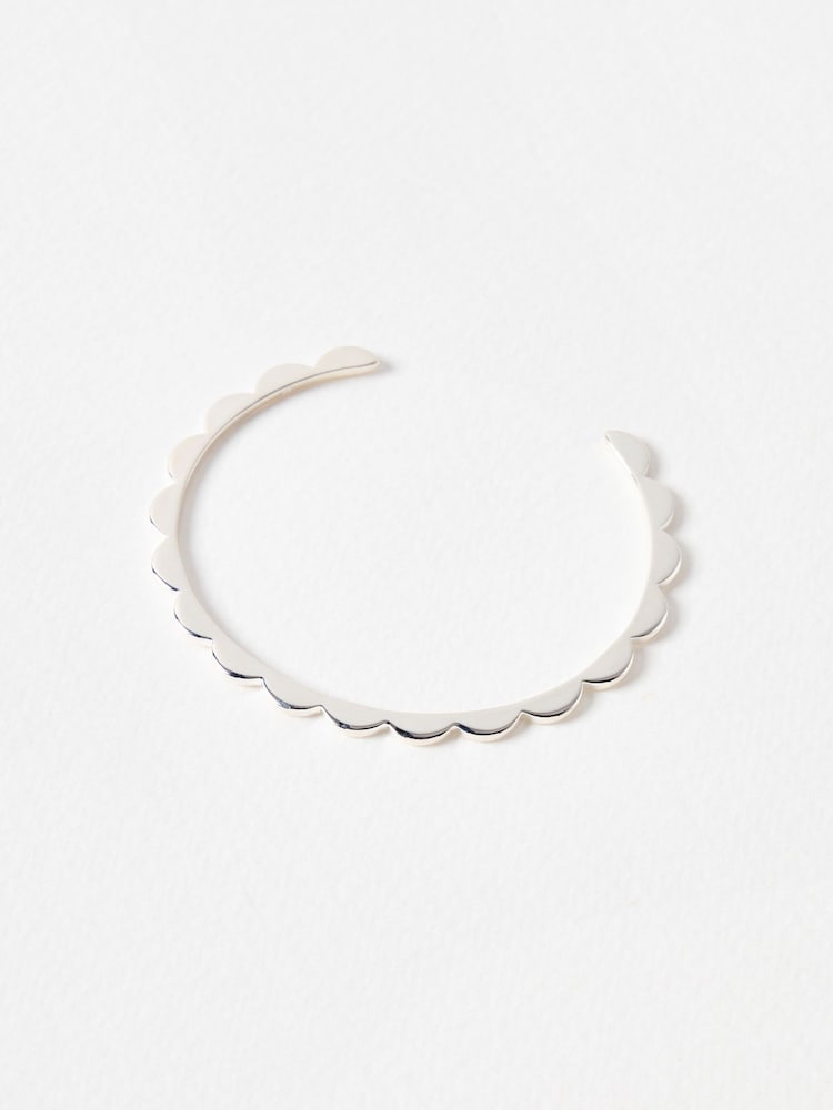 Oliver Bonas Silver Tone Senna Scalloped Flower Bangle - Image 1 of 4