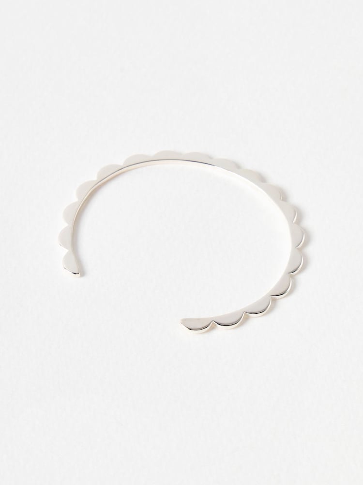 Oliver Bonas Silver Tone Senna Scalloped Flower Bangle - Image 2 of 4