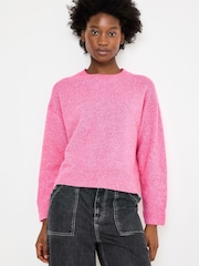 Oliver Bonas Pink Crew Neck Knitted Jumper - Image 1 of 8