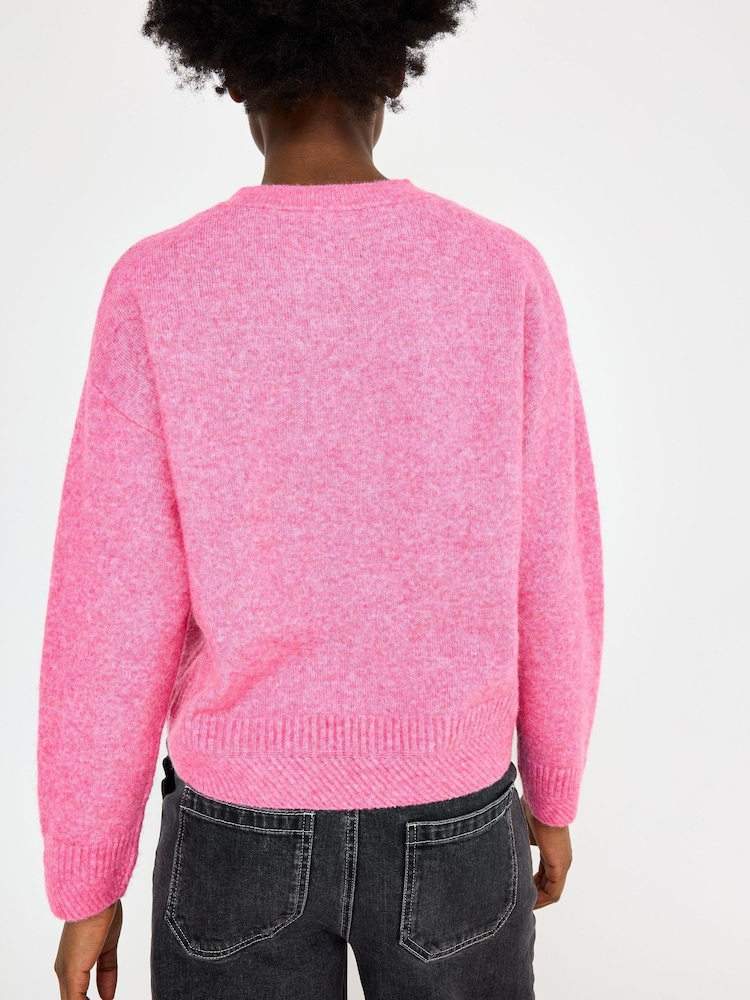Oliver Bonas Pink Crew Neck Knitted Jumper - Image 2 of 8