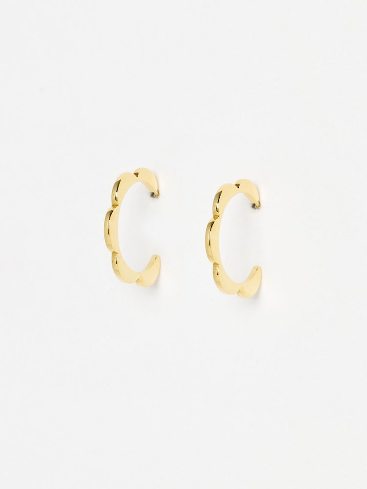 Oliver Bonas Gold Tone Senna Scalloped Flower Large Hoop Earrings - Image 1 of 5