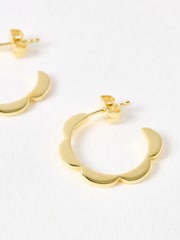 Oliver Bonas Gold Tone Senna Scalloped Flower Large Hoop Earrings - Image 4 of 5