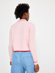 Oliver Bonas Pink Light Collared Knitted Cardigan - Image 2 of 8