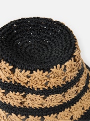 Oliver Bonas Striped Crochet Straw Bucket Hat - 圖片 3/4