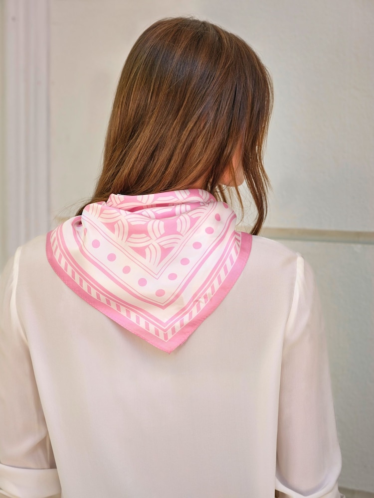 Pure Collection Pink Silk Square Scarf - Image 2 of 3 Pure Collection Pink Silk Square Scarf - Image 2 of 3