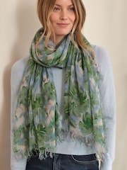 Pure Collection Green Wool Cashmere Ultrafine Lightweight Scarf - Image 1 of 2