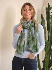Pure Collection Green Wool Cashmere Ultrafine Lightweight Scarf - Image 2 of 2