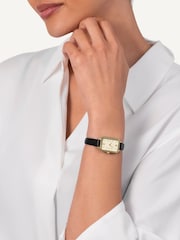 Radley Black Pale Gold Plated Rectangular Case Leather Strap Watch - Image 1 of 4