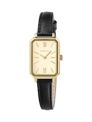 Radley Black Pale Gold Plated Rectangular Case Leather Strap Watch - Image 2 of 4