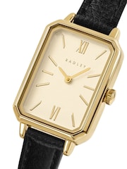 Radley Black Pale Gold Plated Rectangular Case Leather Strap Watch - Image 3 of 4