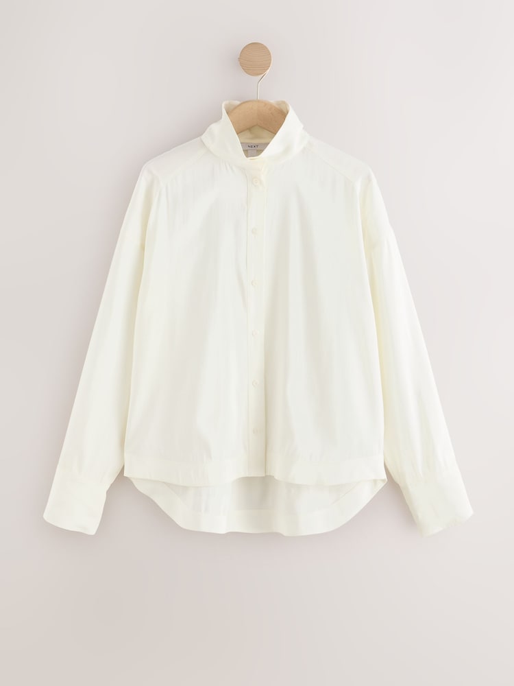 Ecru Funnel Neck Long Sleeve Shirt - Image 1 of 3