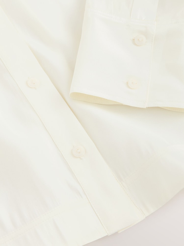 Ecru Funnel Neck Long Sleeve Shirt - Image 2 of 3