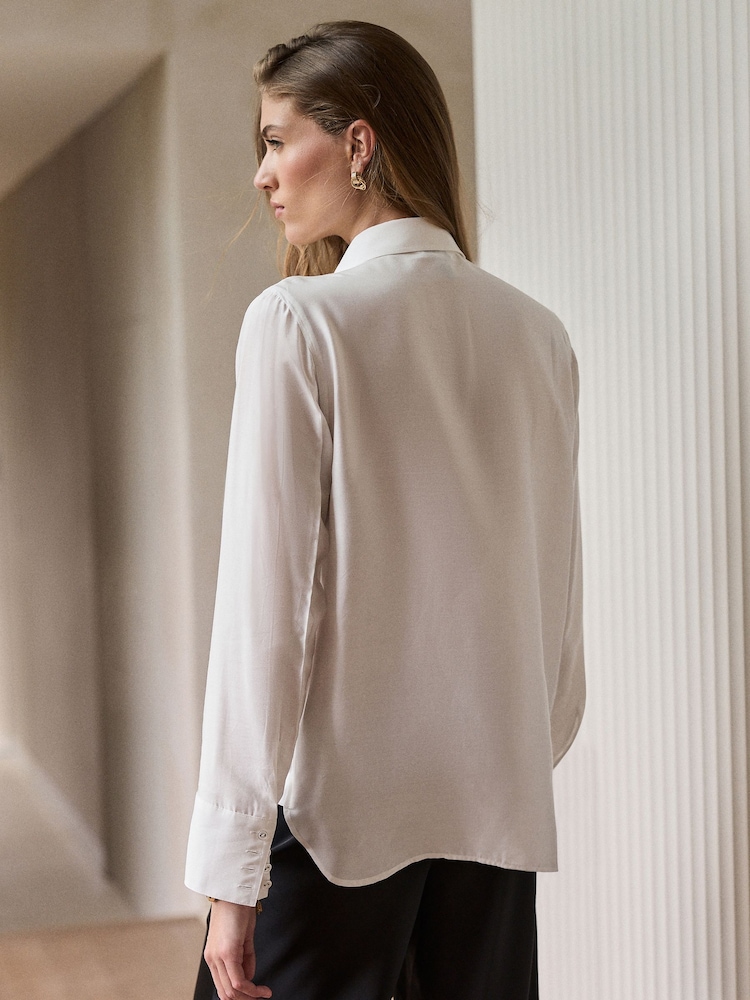 Ivory N.Premium Long Sleeve Shirt with Silk - Image 2 of 7 Ivory N.Premium Long Sleeve Shirt with Silk - Image 2 of 7