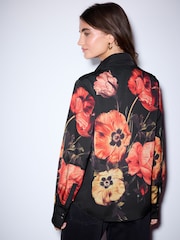 Black Floral Print Long Sleeve Shirt - Image 3 of 7