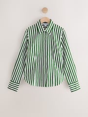 Green/White Fitted Stretch Essential Long Sleeve Shirt - Image 4 of 6