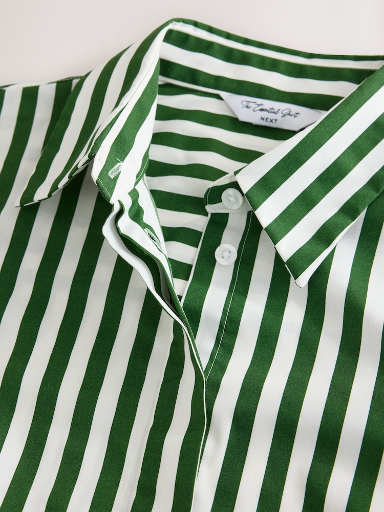 Green/White Fitted Stretch Essential Long Sleeve Shirt - Image 6 of 6 Green/White Fitted Stretch Essential Long Sleeve Shirt - Image 6 of 6