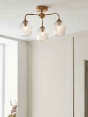 Gallery Home Aged Brass Ashton Ribbed Ceiling Light - Image 1 of 5