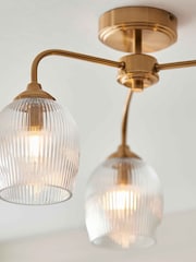 Gallery Home Aged Brass Ashton Ribbed Ceiling Light - Image 3 of 5