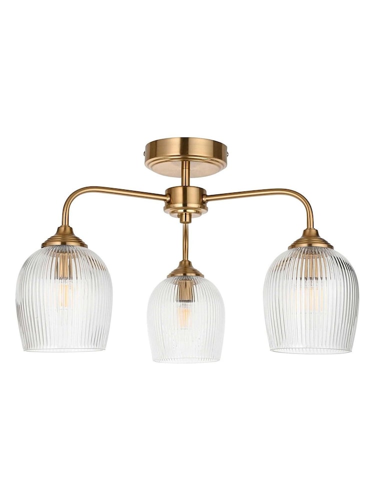 Gallery Home Aged Brass Ashton Ribbed Ceiling Light - Image 5 of 5