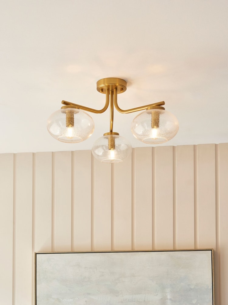 Gallery Home Warm Brass Jace 3 Ceiling Light - Image 1 of 4