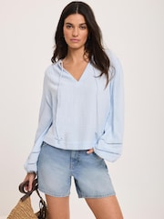 Mint Velvet Blue Cotton Open Stitch Blouse - Image 3 of 8