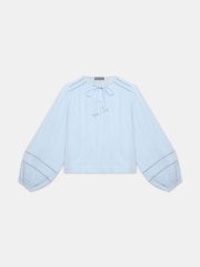 Mint Velvet Blue Cotton Open Stitch Blouse - Image 7 of 8