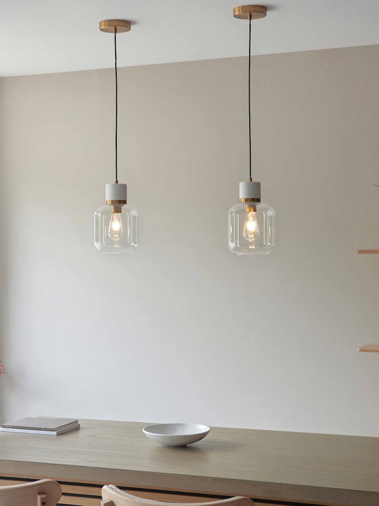 Gallery Home White Travine 1 Pendant Light - Image 1 of 5