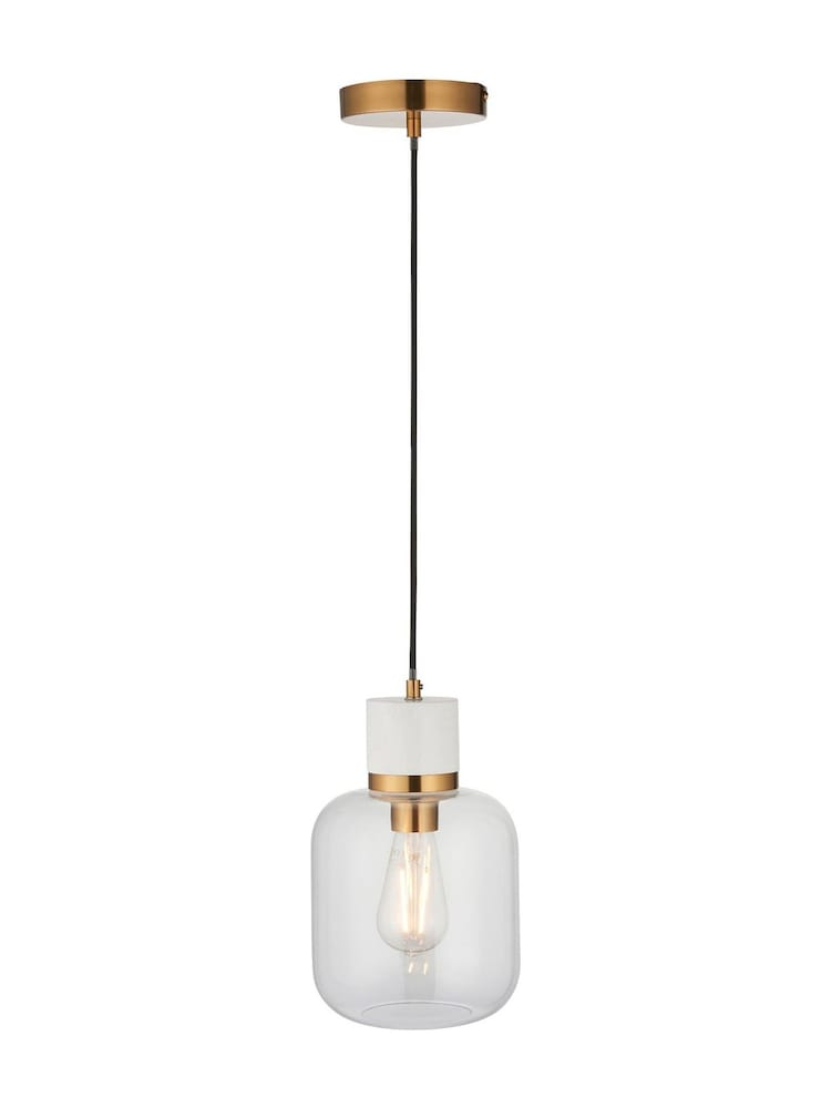 Gallery Home White Travine 1 Pendant Light - Image 5 of 5