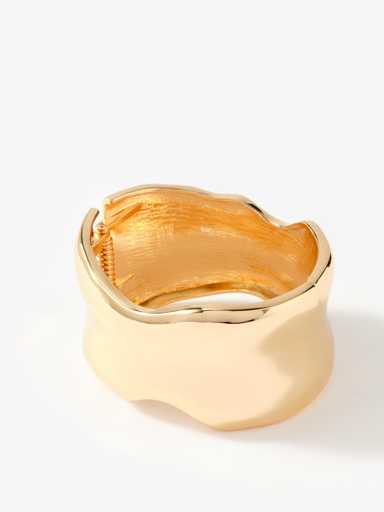 Mint Velvet Gold Tone Clean Wave Bangle - Image 2 of 4 Mint Velvet Gold Tone Clean Wave Bangle - Image 2 of 4