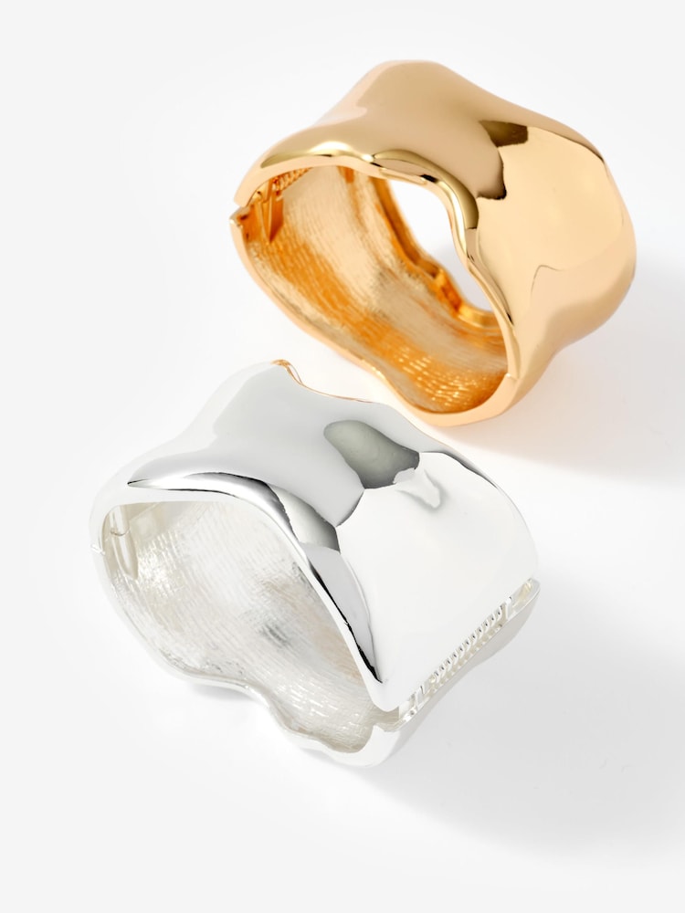 Mint Velvet Gold Tone Clean Wave Bangle - Image 4 of 4 Mint Velvet Gold Tone Clean Wave Bangle - Image 4 of 4