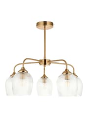 Gallery Home Aged Brass Ashton Ribbed 5 Pendant Light - Image 5 of 5