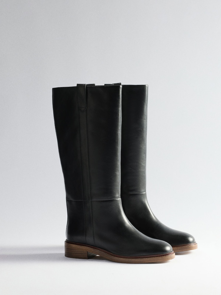 The Set Premium Leather Pull On Knee High Riding Boots - 4의 이미지 1