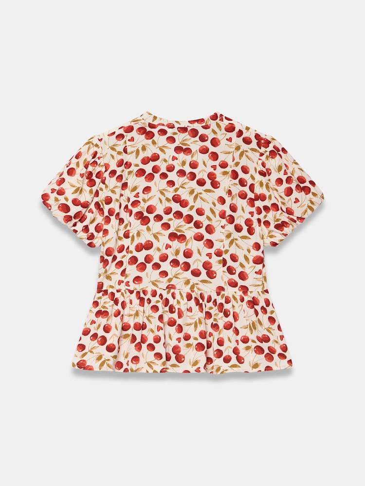 Mint Velvet Red Print Puff Sleeve Blouse - Image 8 of 8