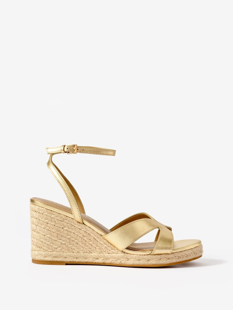 Mint Velvet Gold Womens Jase Espadrille Sandals - Image 1 of 4