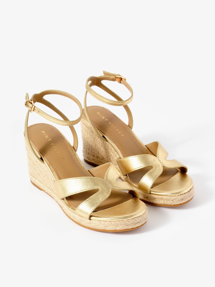 Mint Velvet Gold Womens Jase Espadrille Sandals - Image 2 of 4