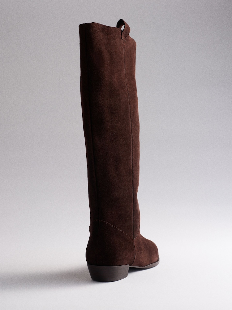 The Set Premium Suede Boho Knee High Boots Chocolate Brown - Image 2 of 4
