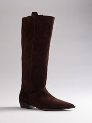 The Set Premium Suede Boho Knee High Boots Chocolate Brown - Image 3 of 4