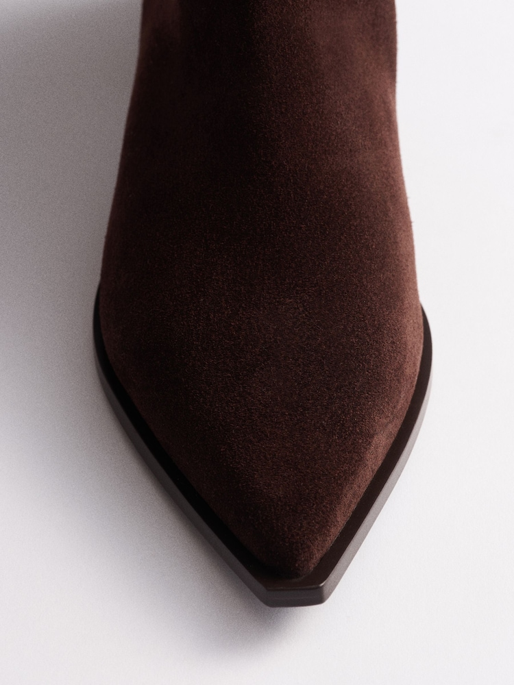 The Set Premium Suede Boho Knee High Boots Chocolate Brown - Image 4 of 4