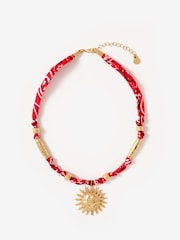 Mint Velvet Red Bandana Sun Charm Necklace - Image 1 of 4