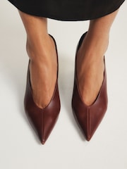 The Set Premium Centre Seam Court Heels Tan Brown Leather - Image 3 of 8