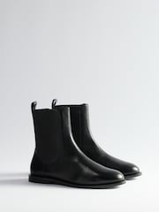 黑色皮革 - The Set Premium Chelsea Ankle Boots - 圖片 1，共 3
