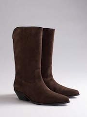 The Set Premium Suede Western Midi Boots Brown - Image 5 of 7