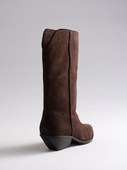 The Set Premium Suede Western Midi Boots Brown - Image 6 of 7