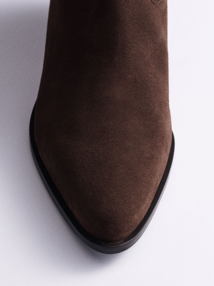 The Set Premium Suede Western Midi Boots Brown - Image 7 of 7