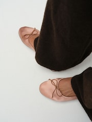 Pink - The Set Satin Round Toe Bow Ballet Flats - Bild 1 von 7