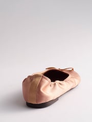 Pink - The Set Satin Round Toe Bow Ballet Flats - Bild 5 von 7