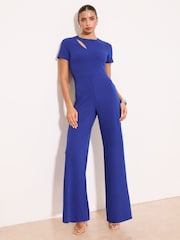 Lipsy Cobalt Blue Short Sleeve Splice Jumpsuit - Image 1 of 4