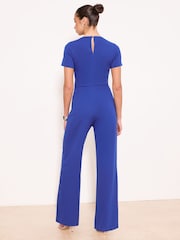 Lipsy Cobalt Blue Short Sleeve Splice Jumpsuit - Image 4 of 4