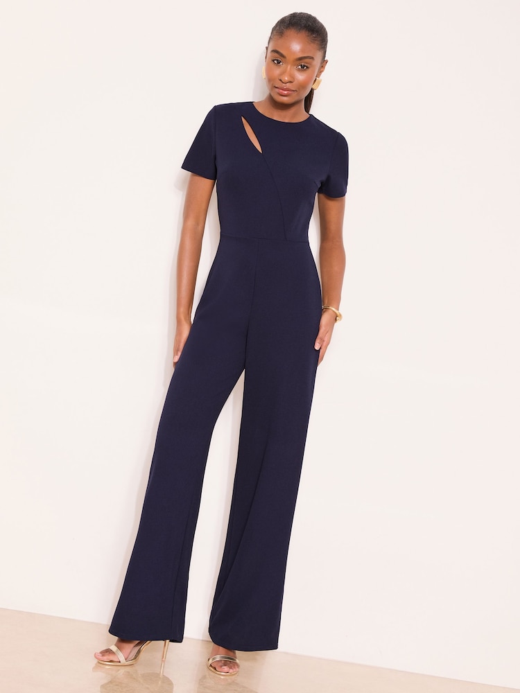 Lipsy Cobalt Blue Petite Short Sleeve Splice Jumpsuit - Image 1 of 4 Lipsy Cobalt Blue Petite Short Sleeve Splice Jumpsuit - Image 1 of 4