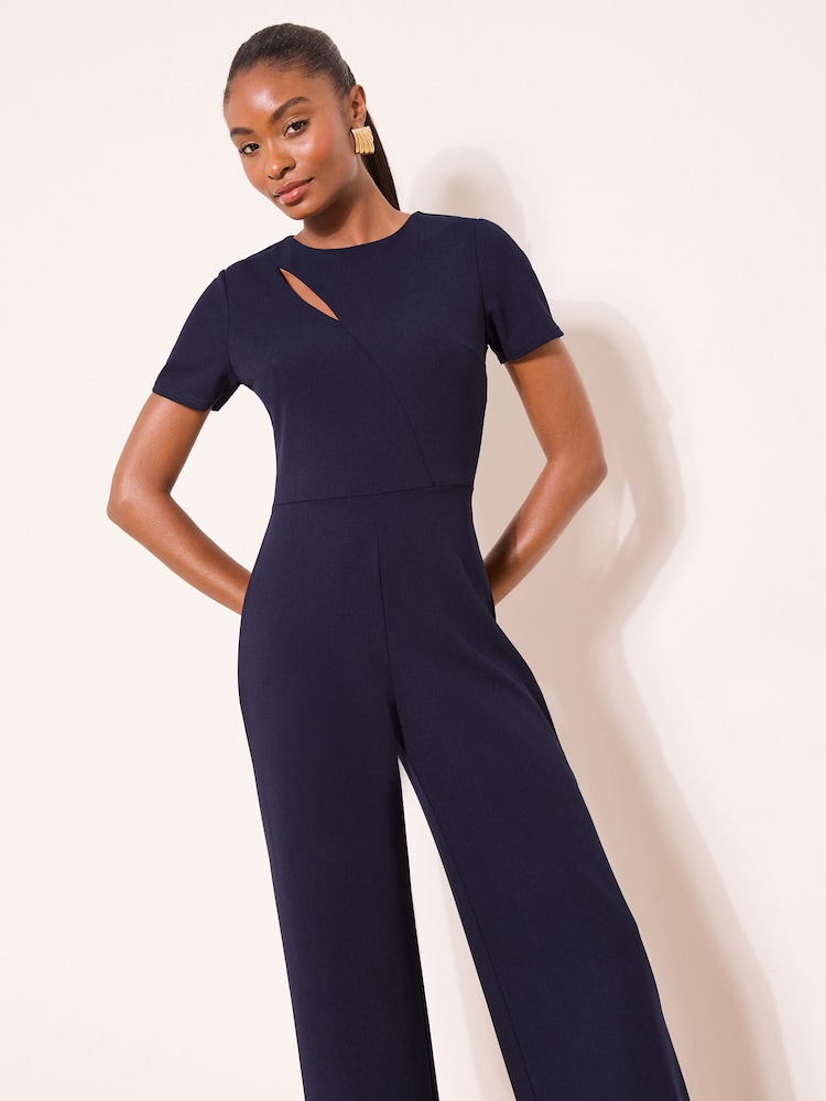 Lipsy Cobalt Blue Petite Short Sleeve Splice Jumpsuit - Image 2 of 4 Lipsy Cobalt Blue Petite Short Sleeve Splice Jumpsuit - Image 2 of 4
